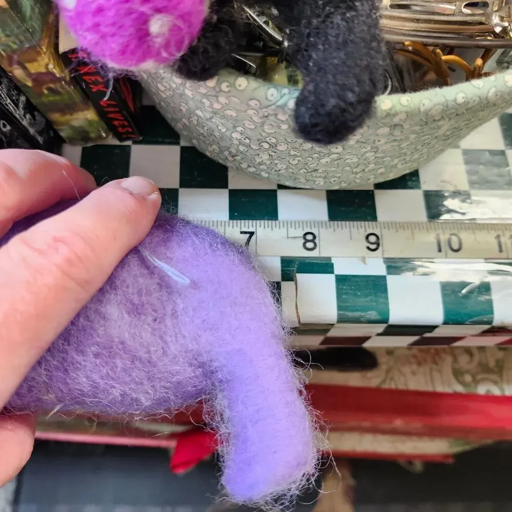 Felted‎ Wool Donkey and Purple Elephant 7 Inches Long